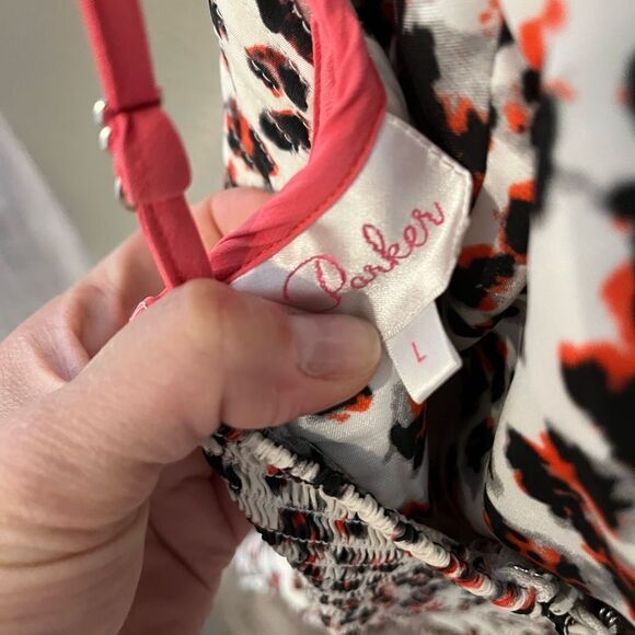 (last call) Parker Dress Roland White Leopard Print Silk Fit & Flare Mini Dress - Picture 10 of 10